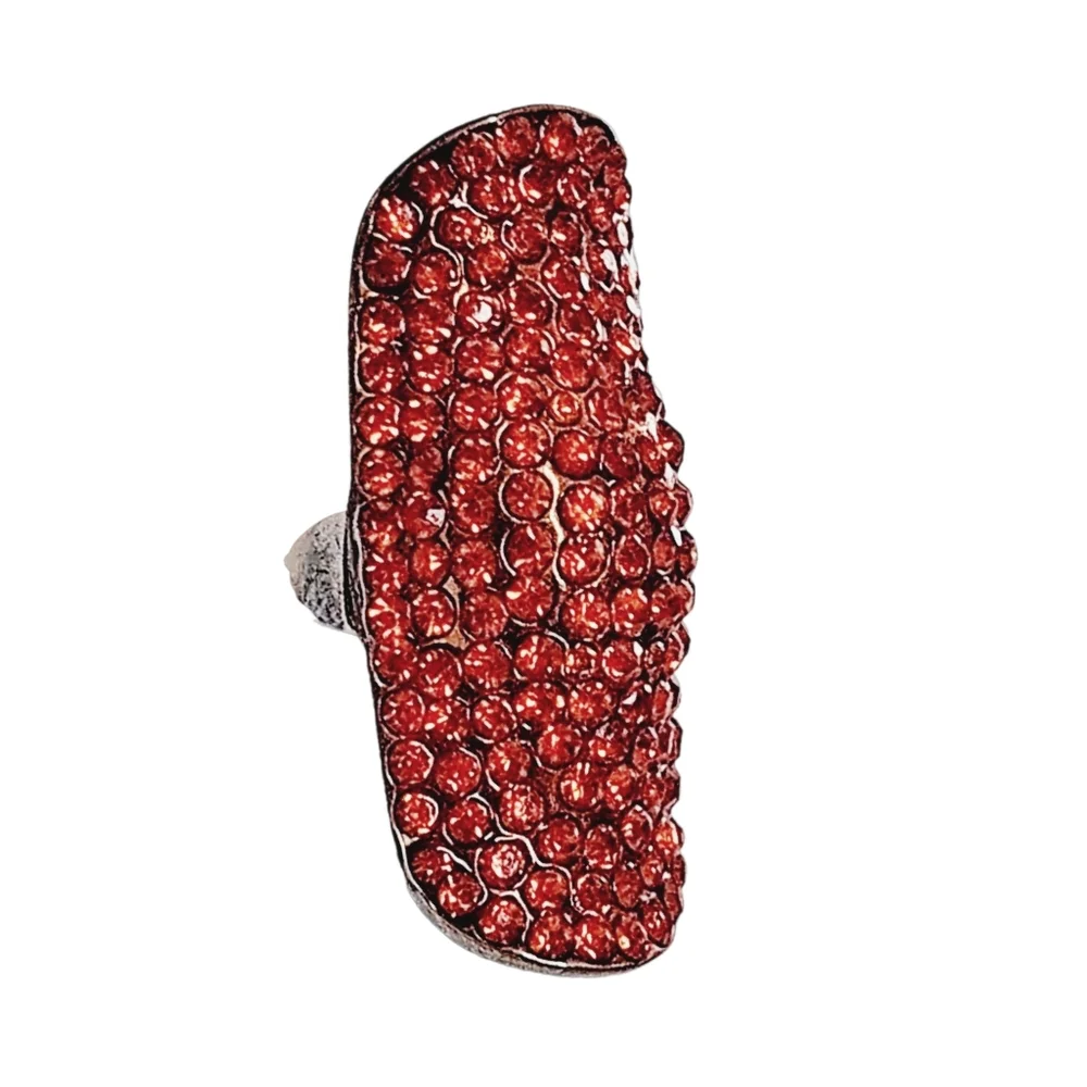 Shimmering Orange Crystal Stretchy Statement Ring | 2” x 1”